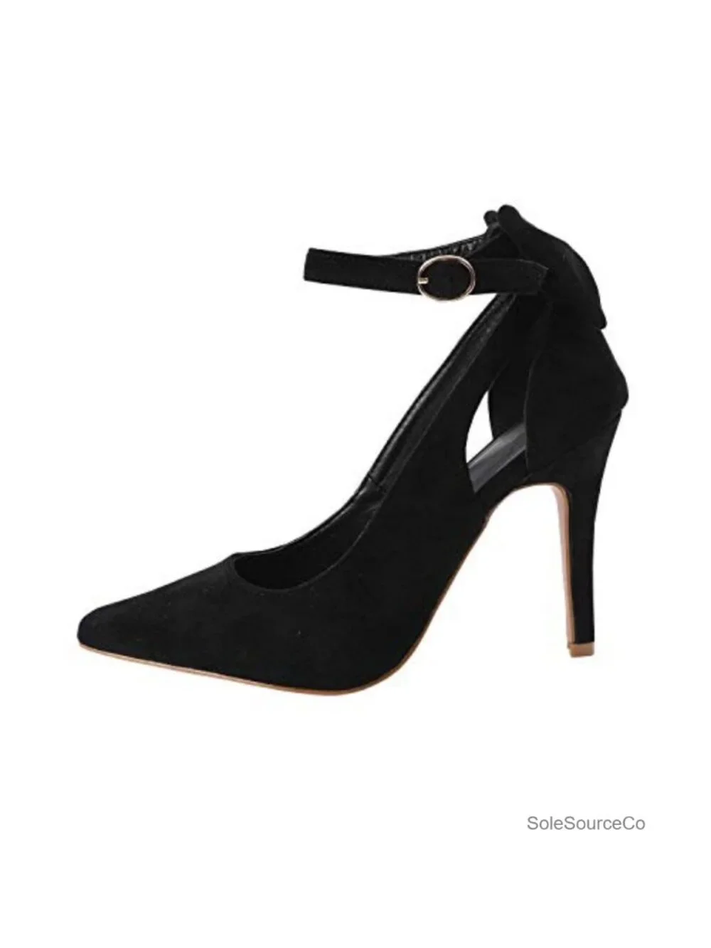 Women's Faux Suede Pointed Toe High Heel Ankle Strap D'Orsay Pumps Bow Heels